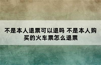 不是本人退票可以退吗 不是本人购买的火车票怎么退票